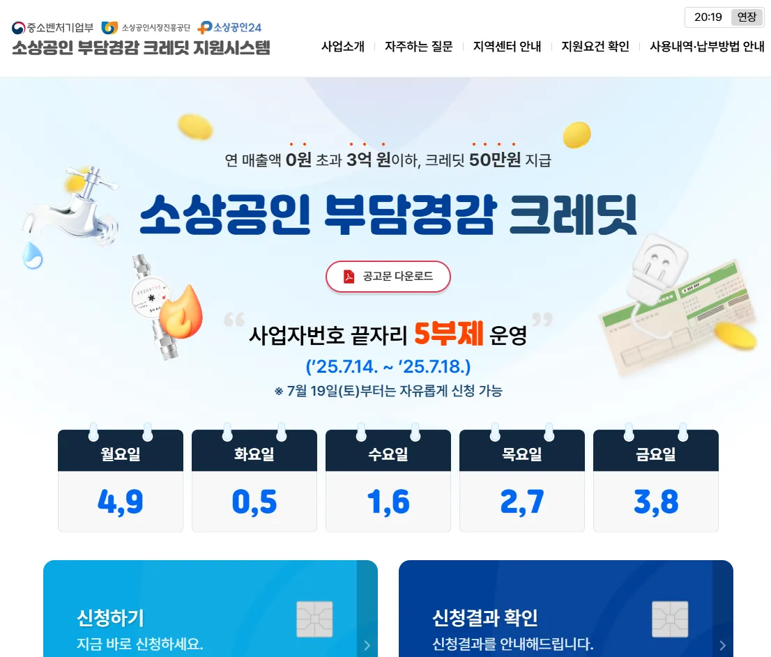 소상공인 부담경감 크레딧 신청방법