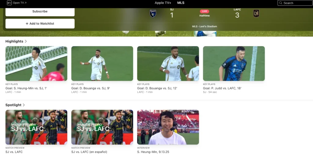 2025 MLS 리그 손흥민 2호골 LA FC 하이라이트 공식홈페이지