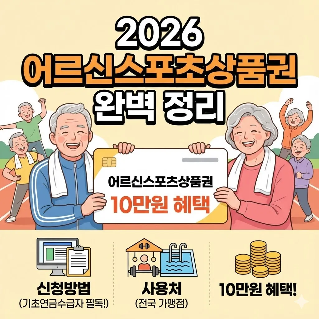 2026 어르신스포츠상품권 신청방법 및 사용처 완벽 정치 (10만원 혜택, 기초연금수급자 필독)