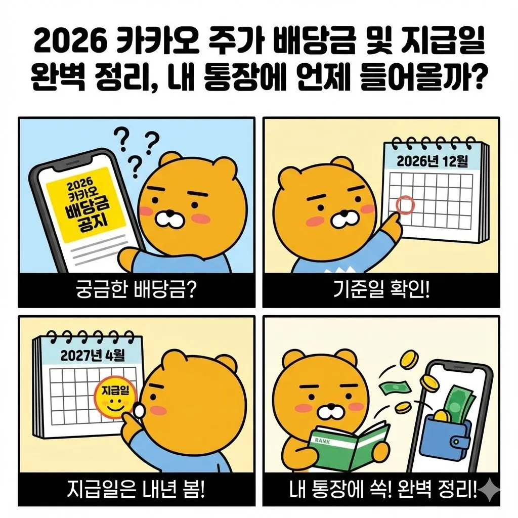 2026 카카오 주가 배당금 및 지급일 완벽 정리,내 통장에 언제 들어올까?