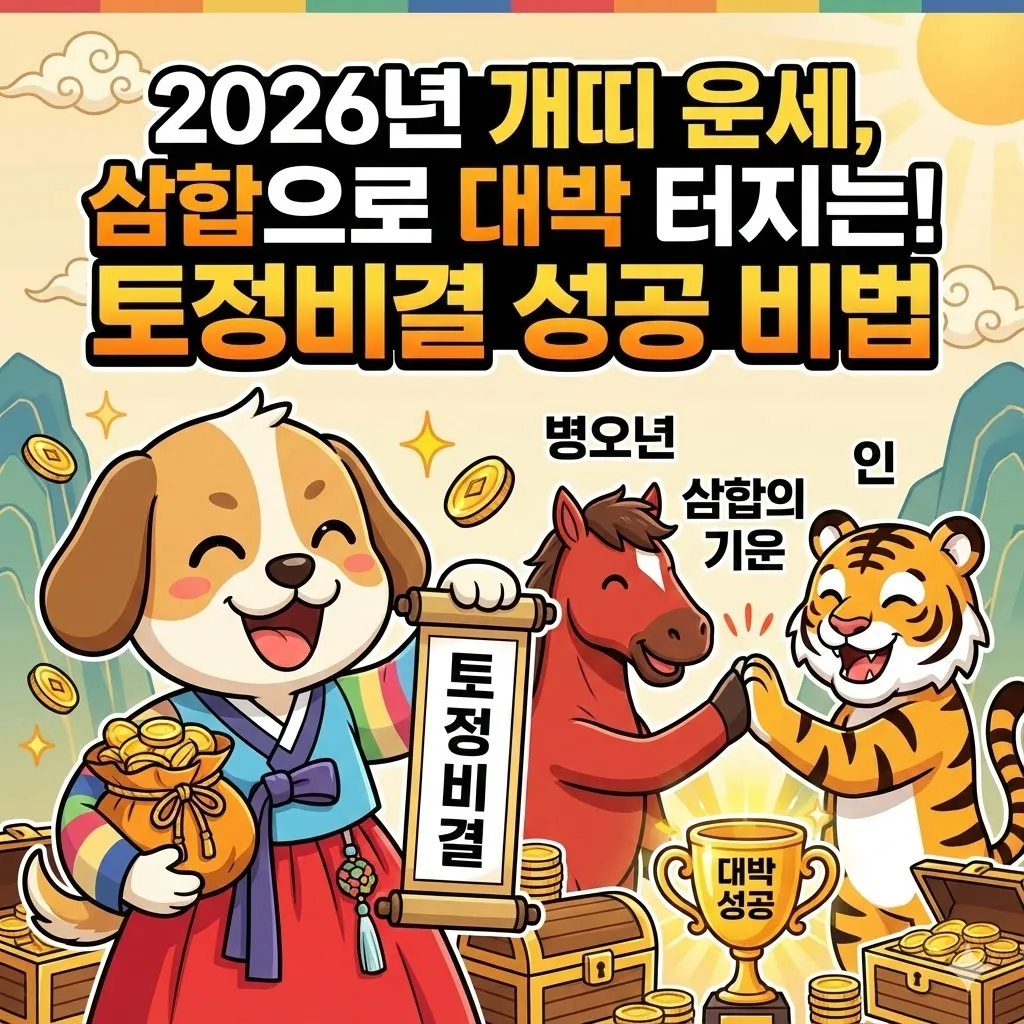 2026년 개띠 운세, 병오년 삼합의 기운으로 대박 터지는 토정비결 성공 비법