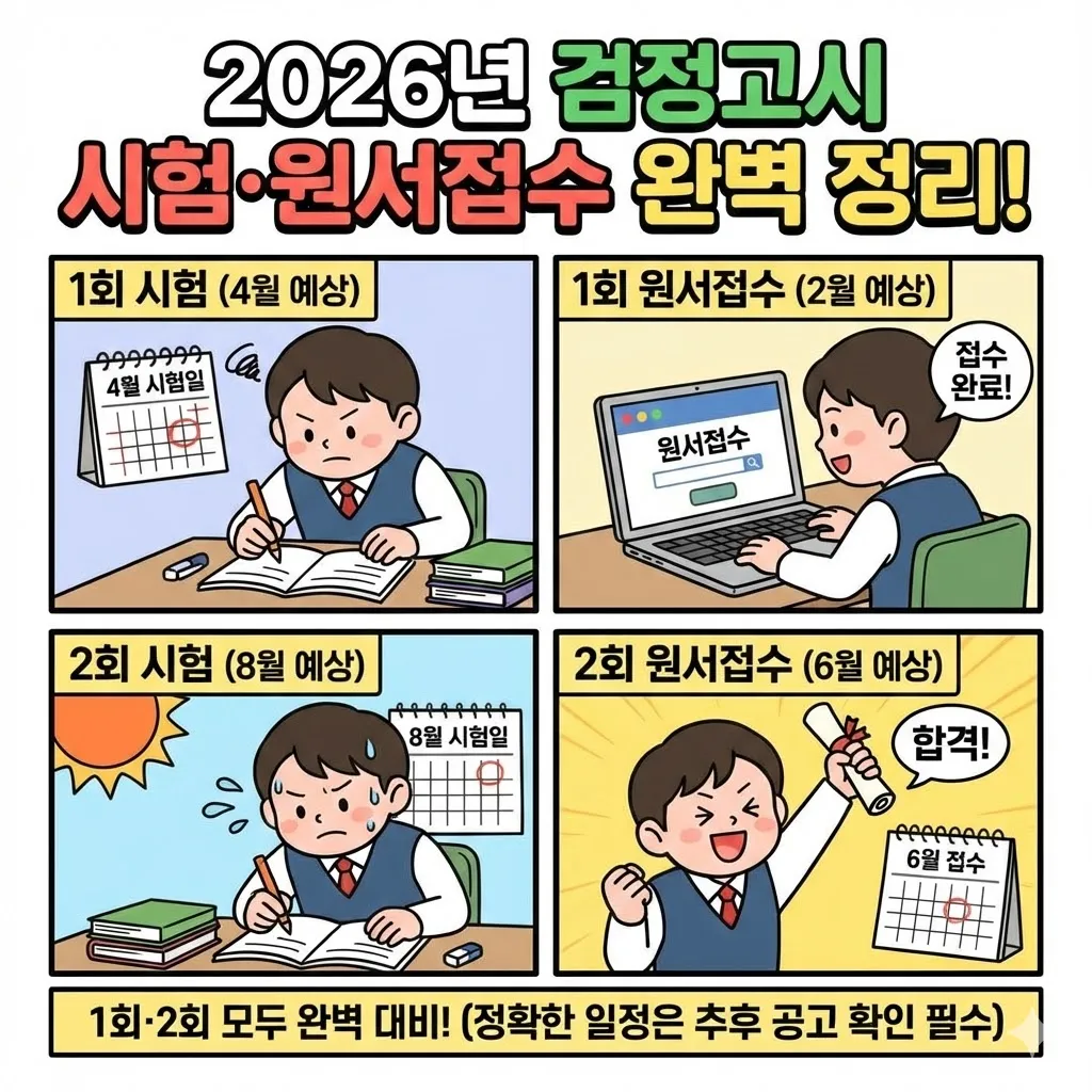 2026년 검정고시 시험날짜 및 원서접수 일정 총정리 (1회·2회 완벽 대비)