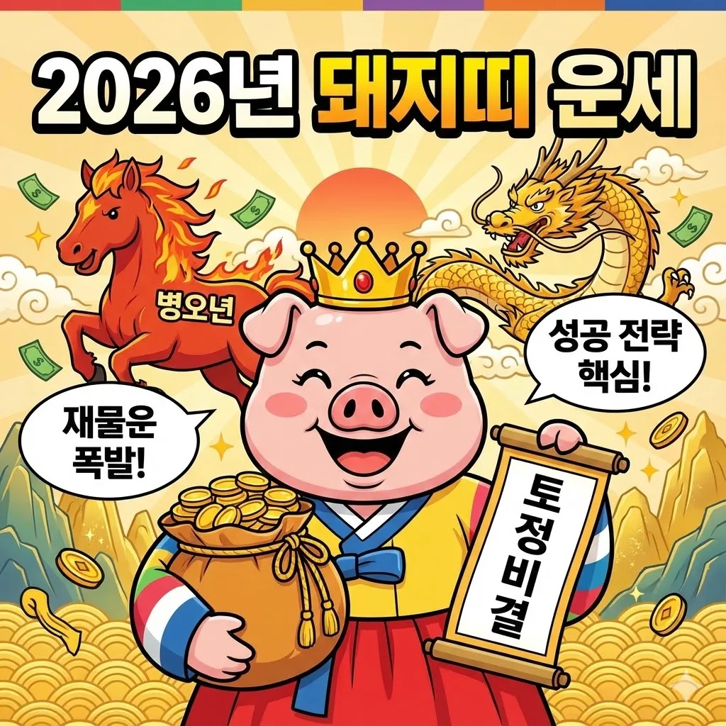 2026년 돼지띠 운세 및 토정비결, 병오년 재물운과 성공을 위한 핵심 전략