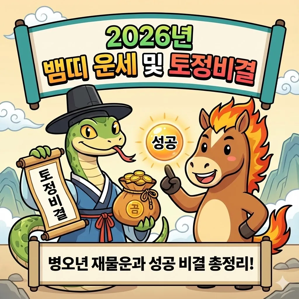 2026년 뱀띠 운세 및 토정비결, 병오년 재물운과 성공 비결 총정리