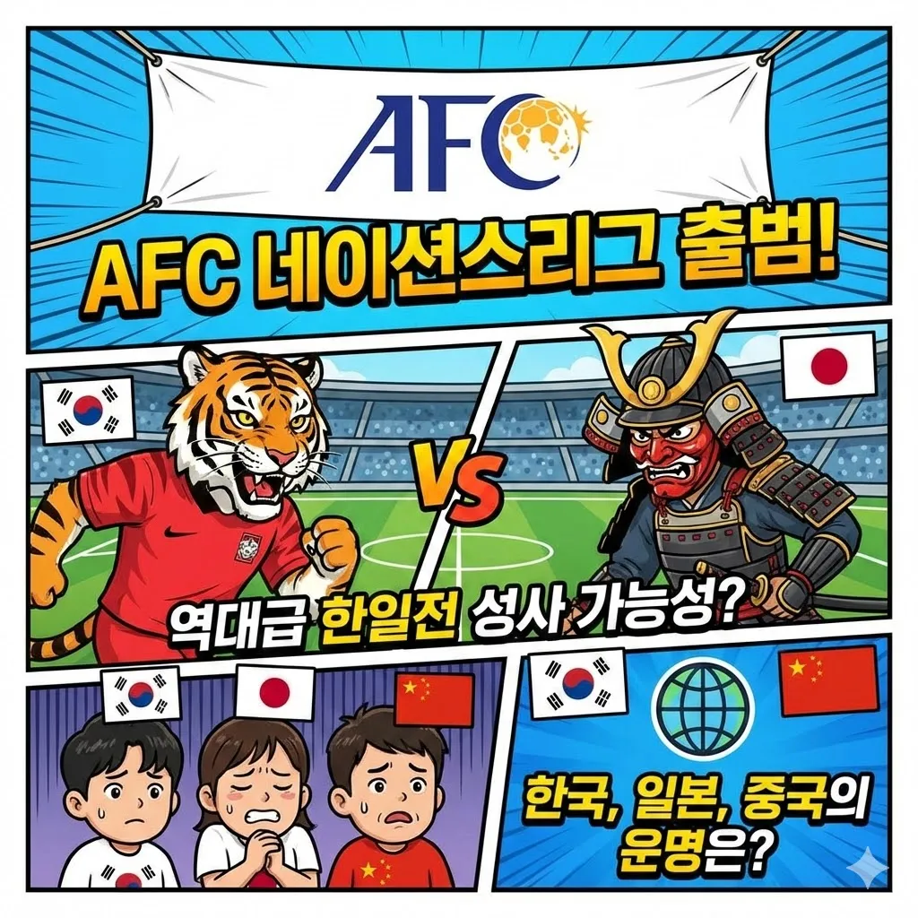 AFC 네이션스리그 출범! 역대급 한일전 성사 가능성과 한국 일본 중국의 운명은