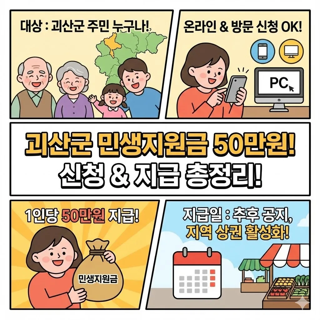 괴산군 민생지원금 50만원 신청방법 및 지급일 총정리!