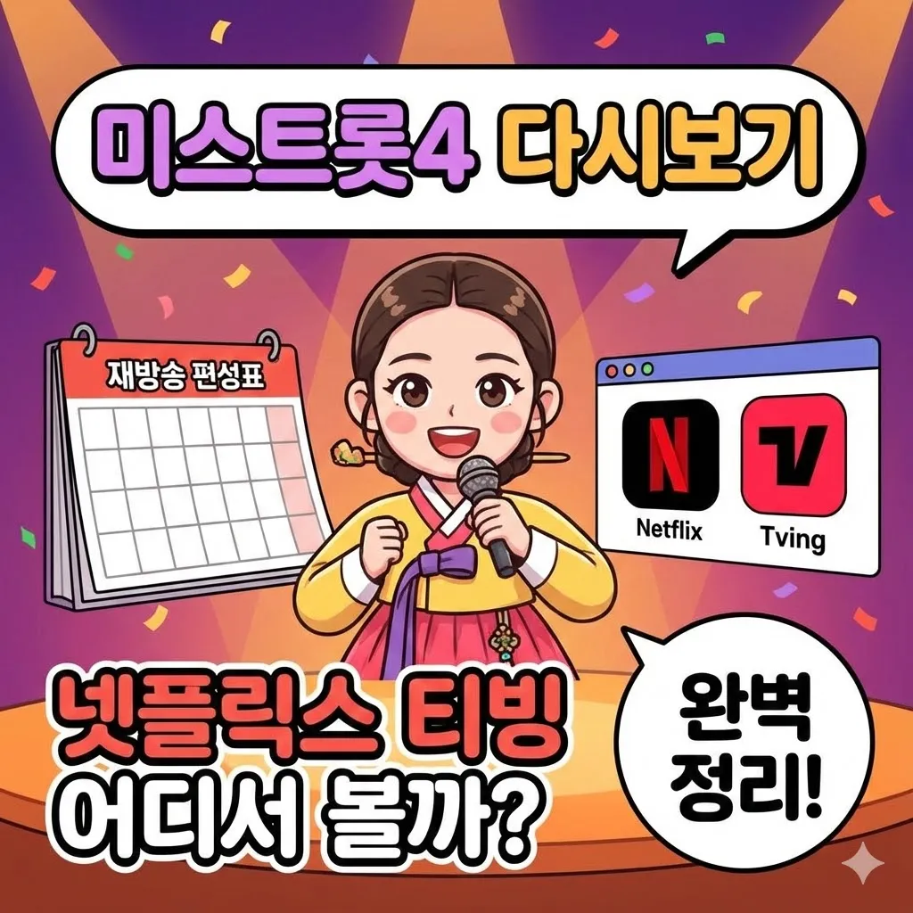 미스트롯4 다시보기 및 재방송 편성표 완벽 정리, 넷플릭스 티빙 어디서 볼까
