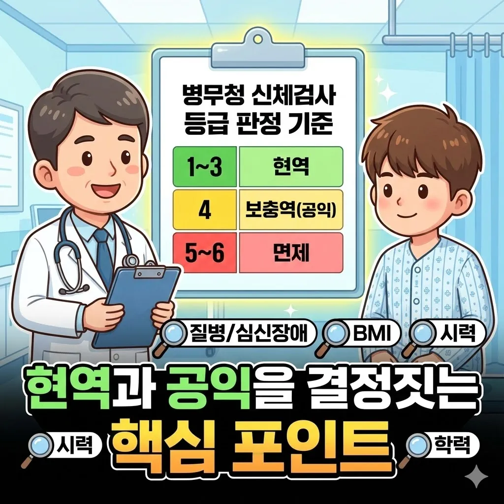 병무청 신체검사 등급 판정 기준, 현역과 공익을 결정짓는 핵심 포인트