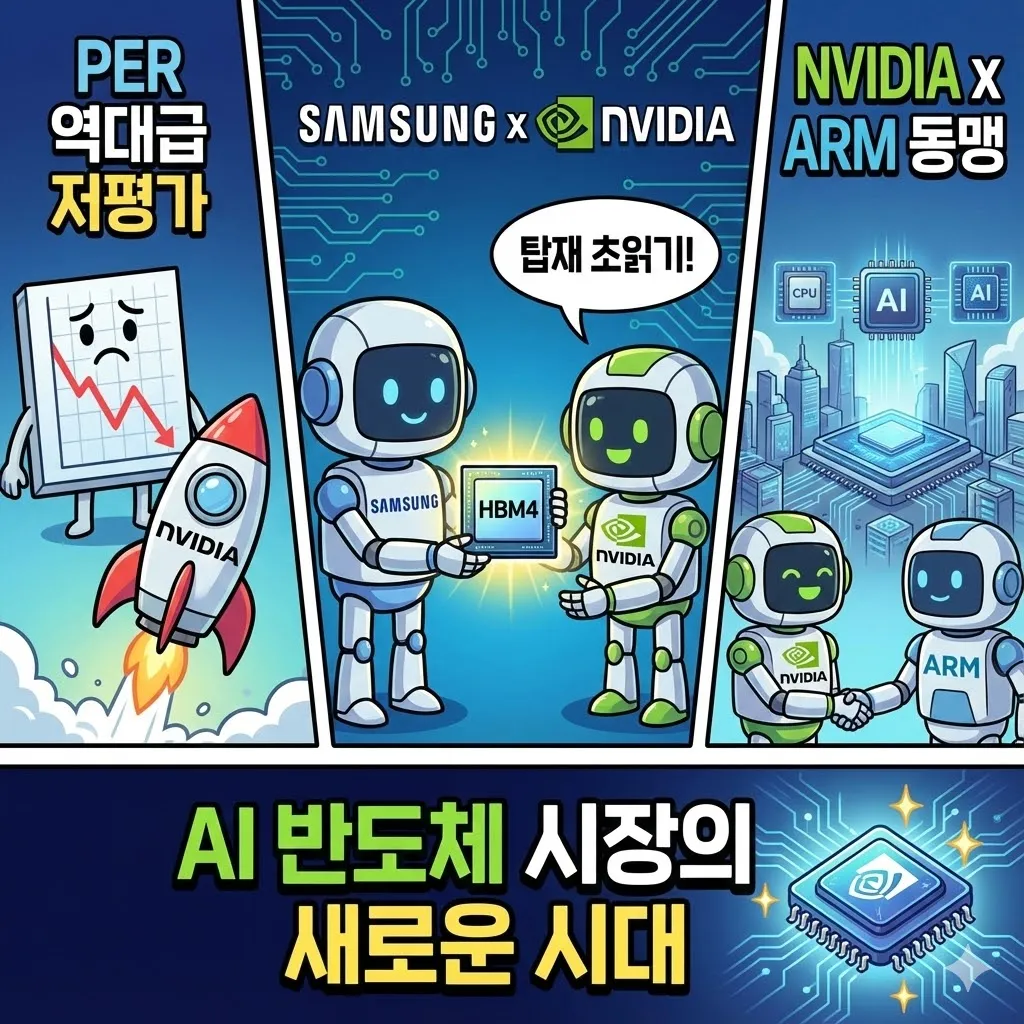 삼성 HBM4 엔비디아 탑재 초읽기! 엔비디아per 역대급 저평가와 엔비디아 arm 동맹의 미래