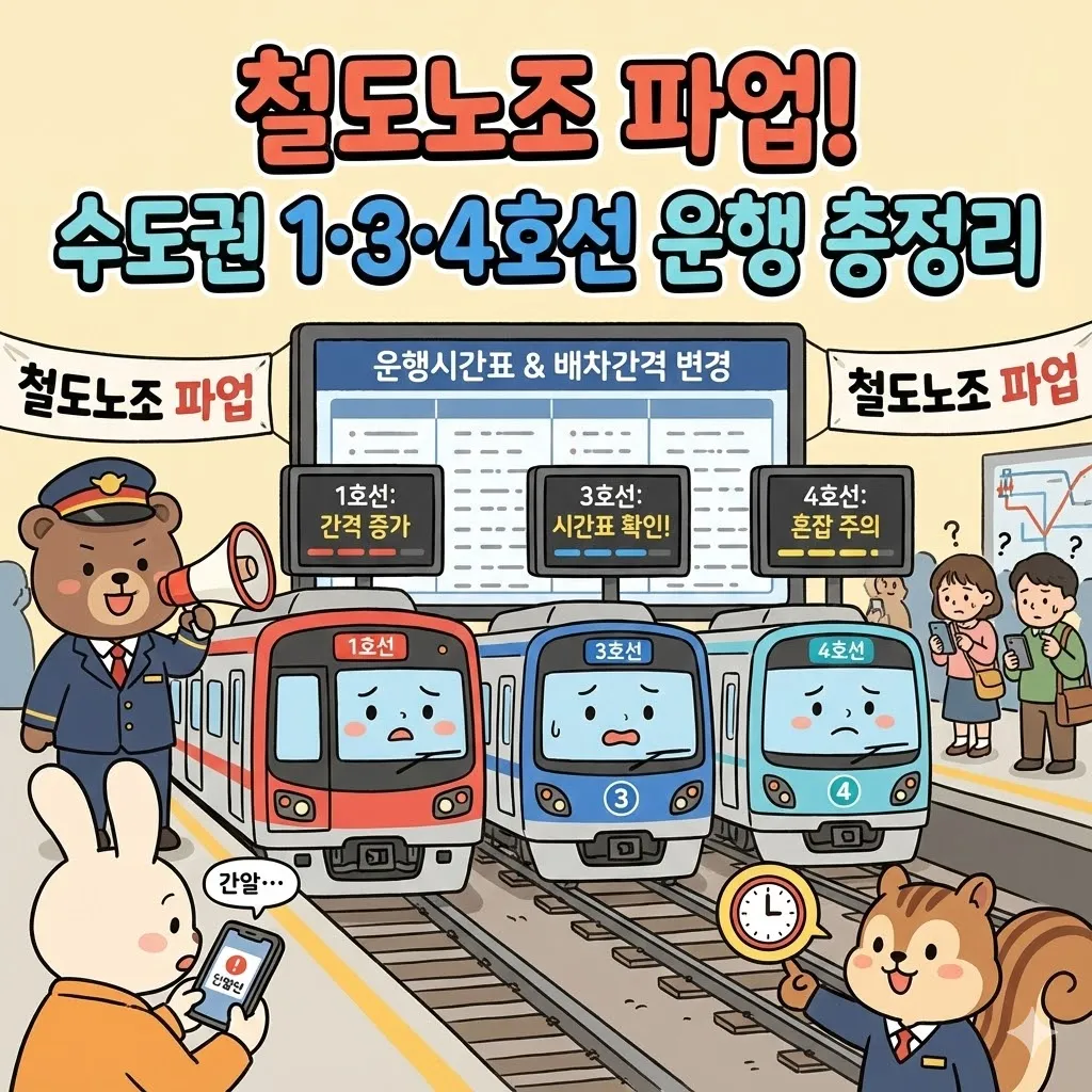 철도노조 파업 수도권 지하철 1호선 3호선 4호선 운행시간표 및 배차간격 총정리