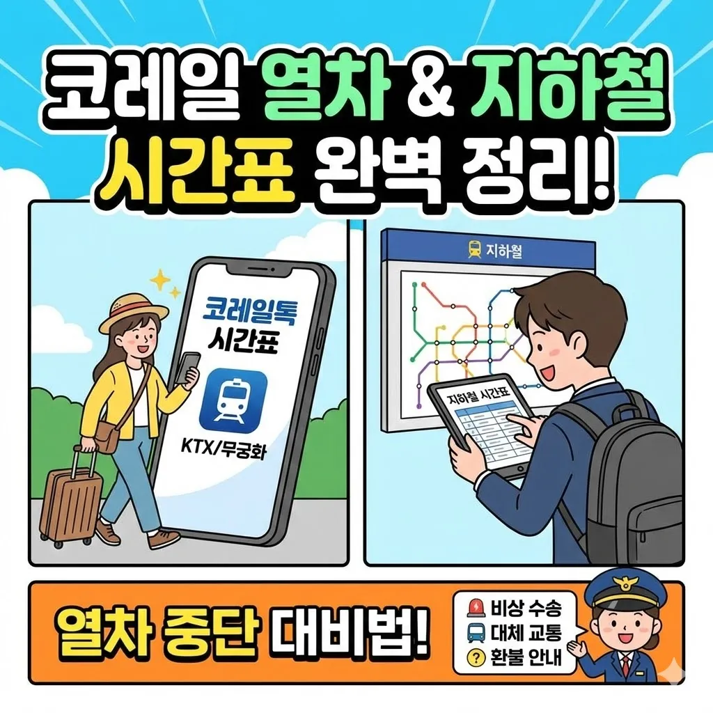 코레일 열차시간표 및 지하철 시간표 완벽 정리 (열차중단 대비법 포함)