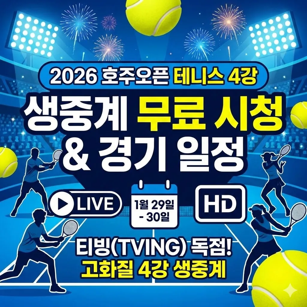 2026년 호주오픈 테니스대회 4강 생중계 시청, 경기 일정 및 고화질 4강 생중계 무료 시청