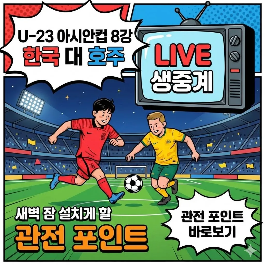 U-23 아시안컵 8강 한국 대 호주 생중계 시청 바로보기, 새벽 잠 설치게 할 실시간 명승부 관전 포인트