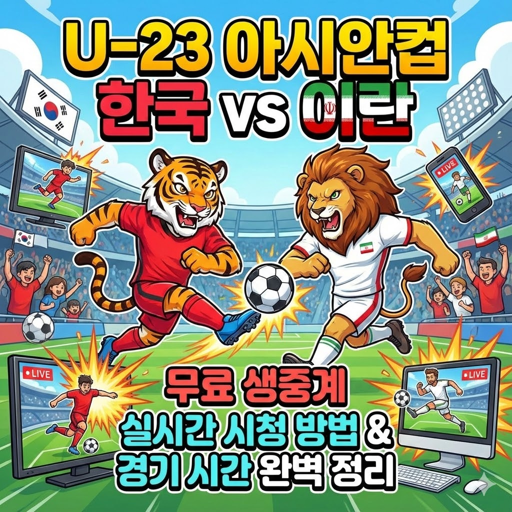 U-23 아시안컵 한국 vs 이란 무료 생중계, 무료 실시간 시청 방법 및 경기 시간 완벽 정리