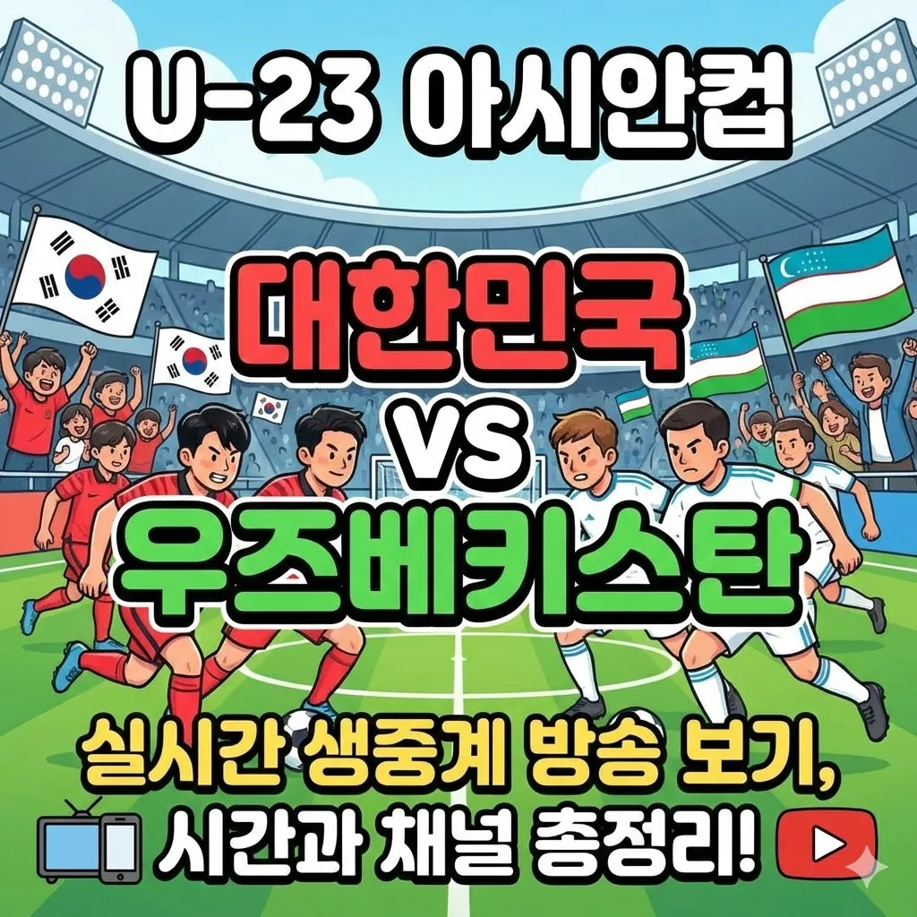 u-23 아시안컵 대한민국 대 우즈베키스탄, 실시간 생중계 방송 보기, 시간과 채널 총정리!