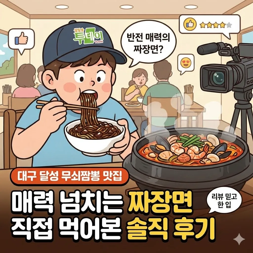 생방송 투데이 대구 달성 무쇠짬뽕 맛집, 매력 넘치는 짜장면 직접 먹어본 솔직 후기, 리뷰 믿고 한 입 - 반전 매력의 짜장면?