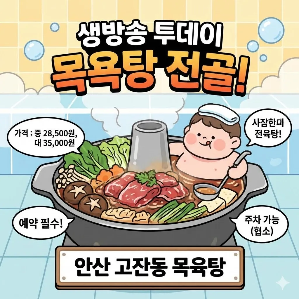생방송 투데이 목욕탕 전골 안산 고잔동 목육탕, 가격과 예약 주차 정보