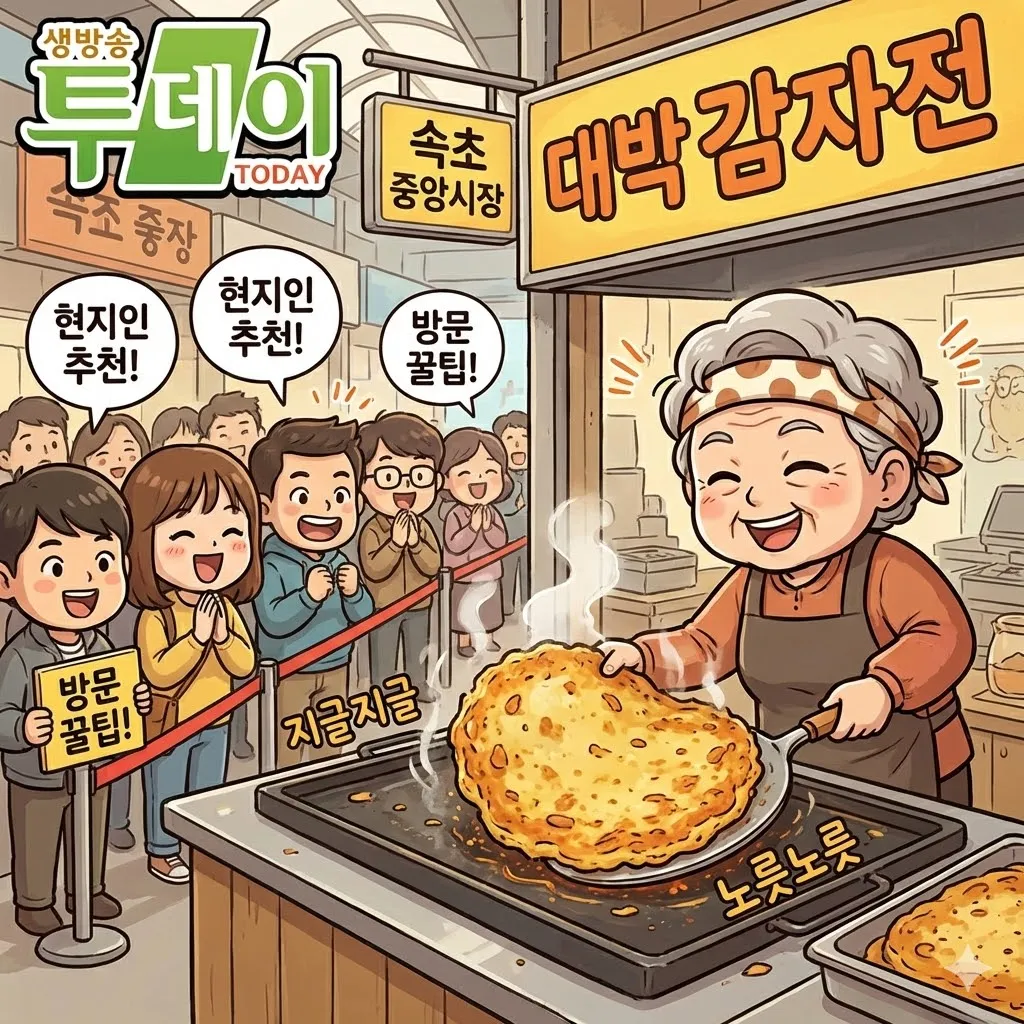 생방송 투데이 속초 중앙시장 대박 감자전 맛집 위치, 줄 서서 먹는 현지인 추천 방문 꿀팁
