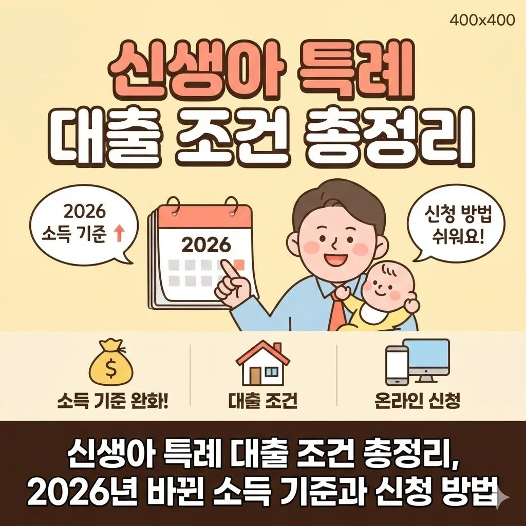 신생아 특례 대출 조건 총정리, 2026년 바뀐 소득 기준과 신청 방법