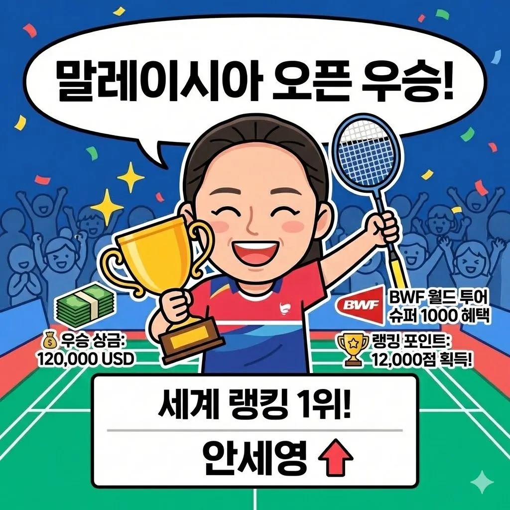 안세영 우승상금, 말레이시아 오픈 BWF 혜택 및 랭킹 포인트