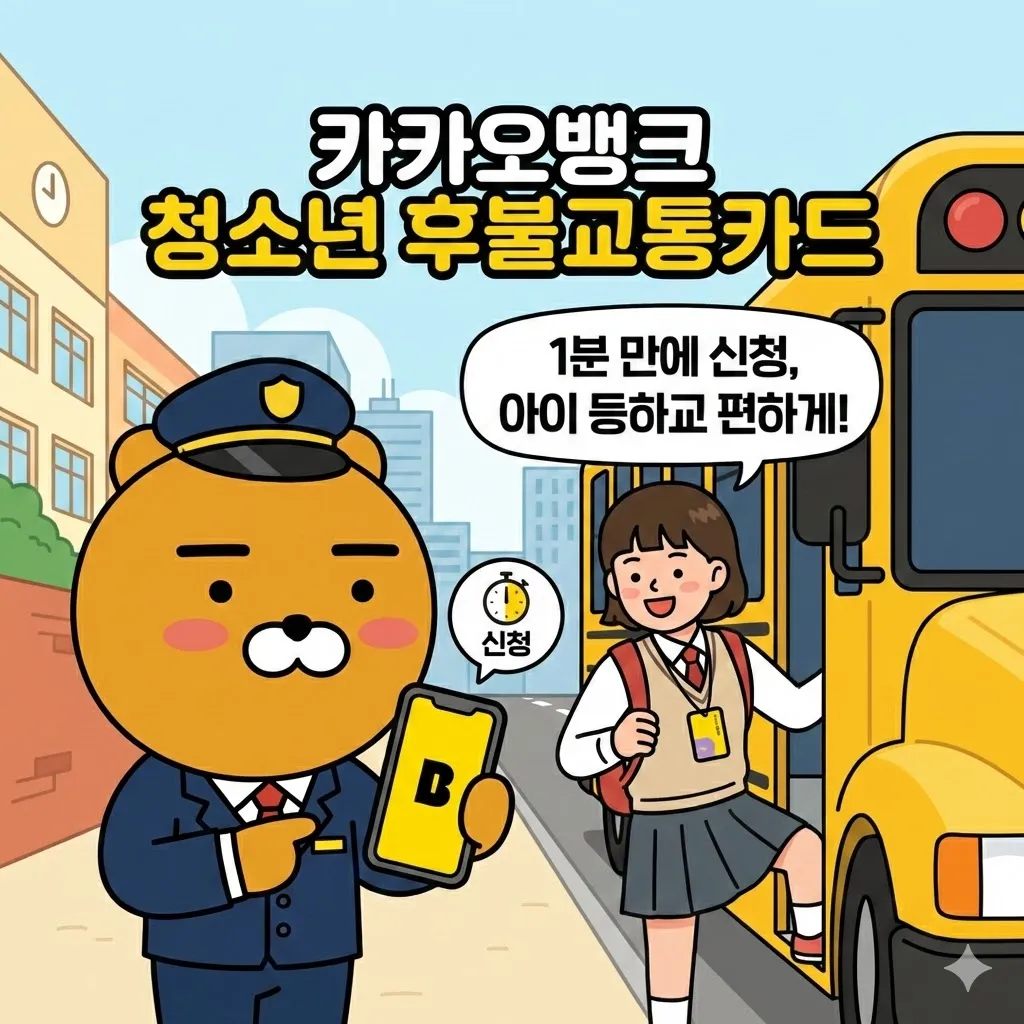 카카오뱅크 청소년 후불교통카드 발급, 1분 만에 신청하고 아이 등하교 편하게!