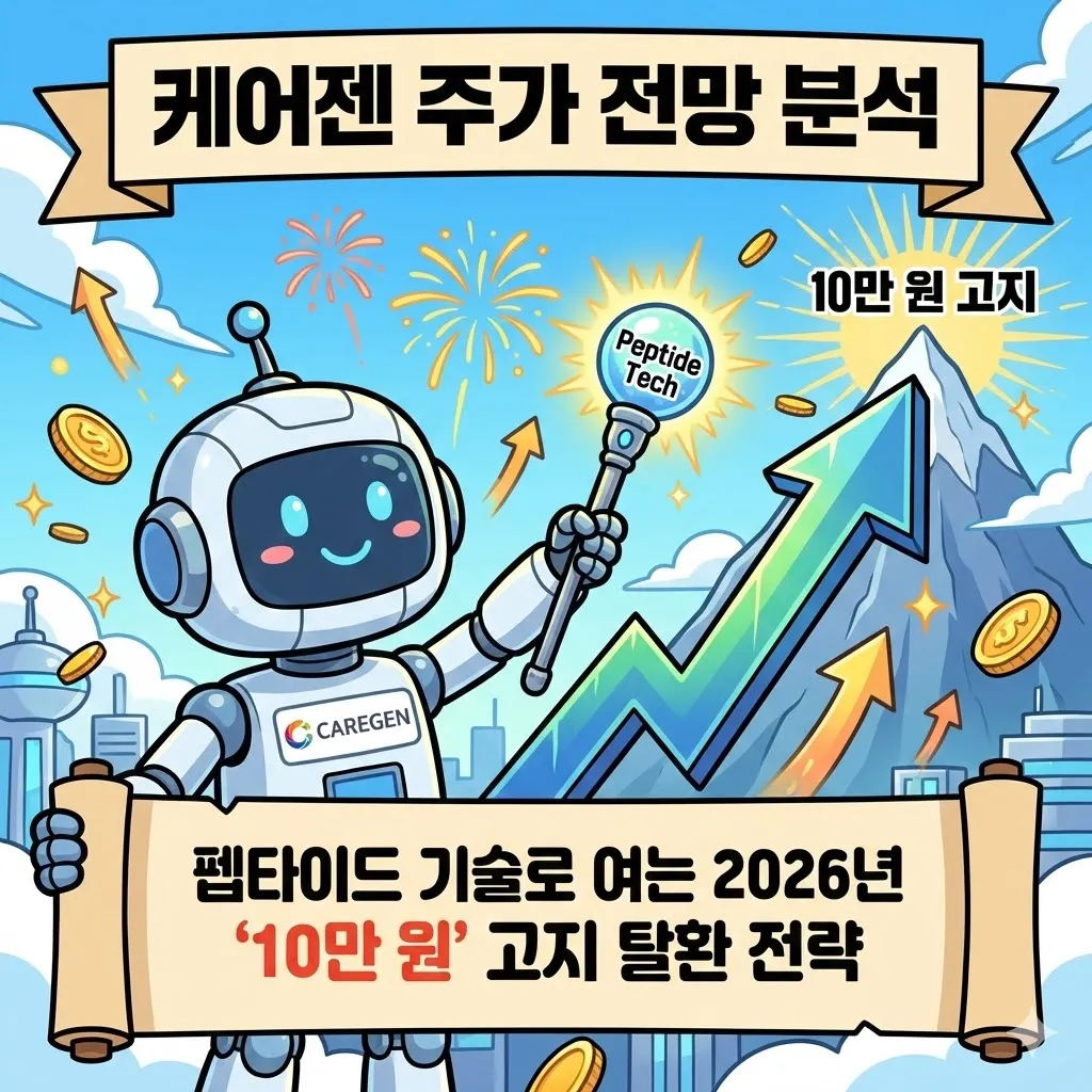 케어젠 주가 전망 분석, 펩타이드 기술로 여는 2026년 ‘10만 원’ 고지 탈환 전략
