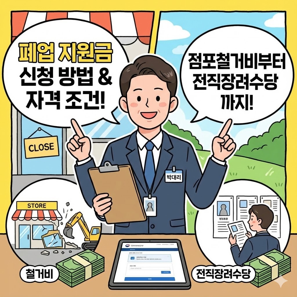 폐업 지원금 신청 방법 및 자격 조건, 점포철거비부터 전직장려수당까지