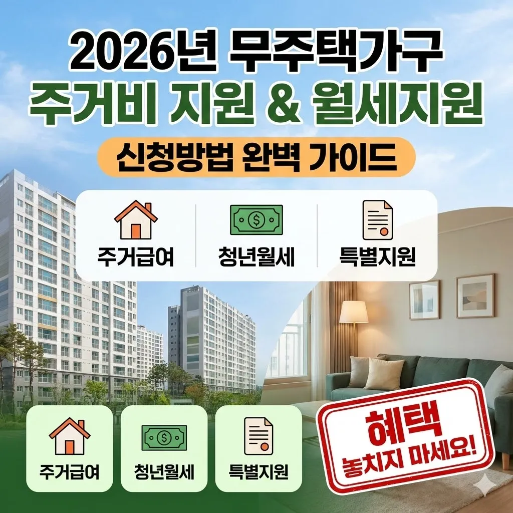 2026년 무주택가구 주거비 지원 및 월세지원 신청방법 완벽 가이드, 혜택 놓치지 마세요