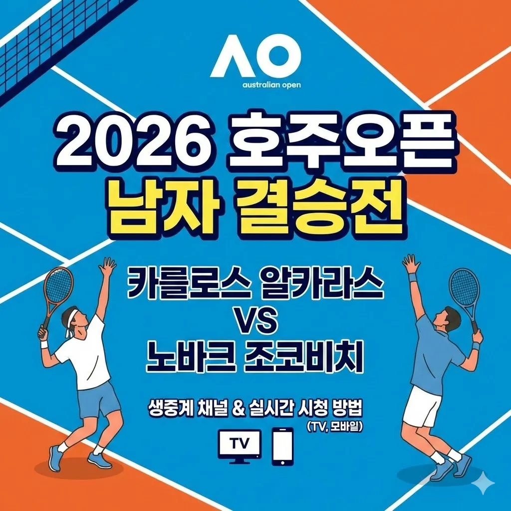 2026년 호주오픈 남자 결승전 생중계 채널 및 실시간 시청 방법, 카를로스 알카라스 VS 노바크 조코비치 우승 경기