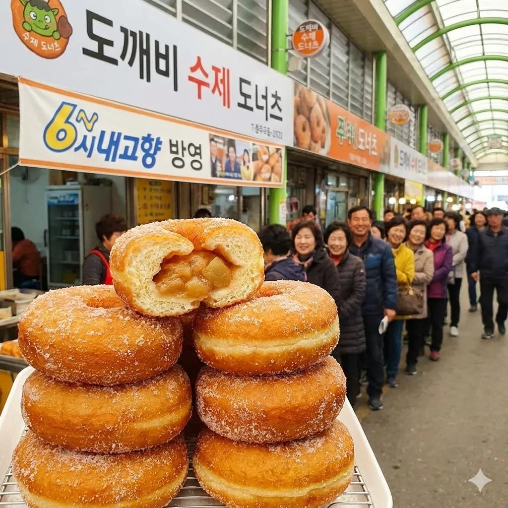 6시내고향 충주자유시장 사과도넛 도깨비 수제 도너츠의 달콤한 매력은 무엇일까?