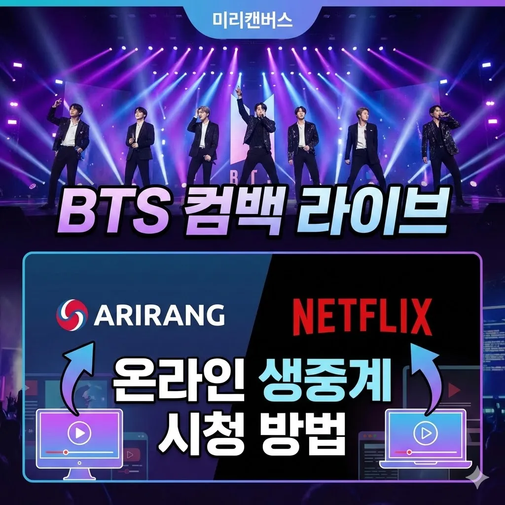 Sari Reng BTS 컴백 라이브 ARIRANG 넷플릭스 온라인 생중계 시청 방법 - 박대리의 소소한일상