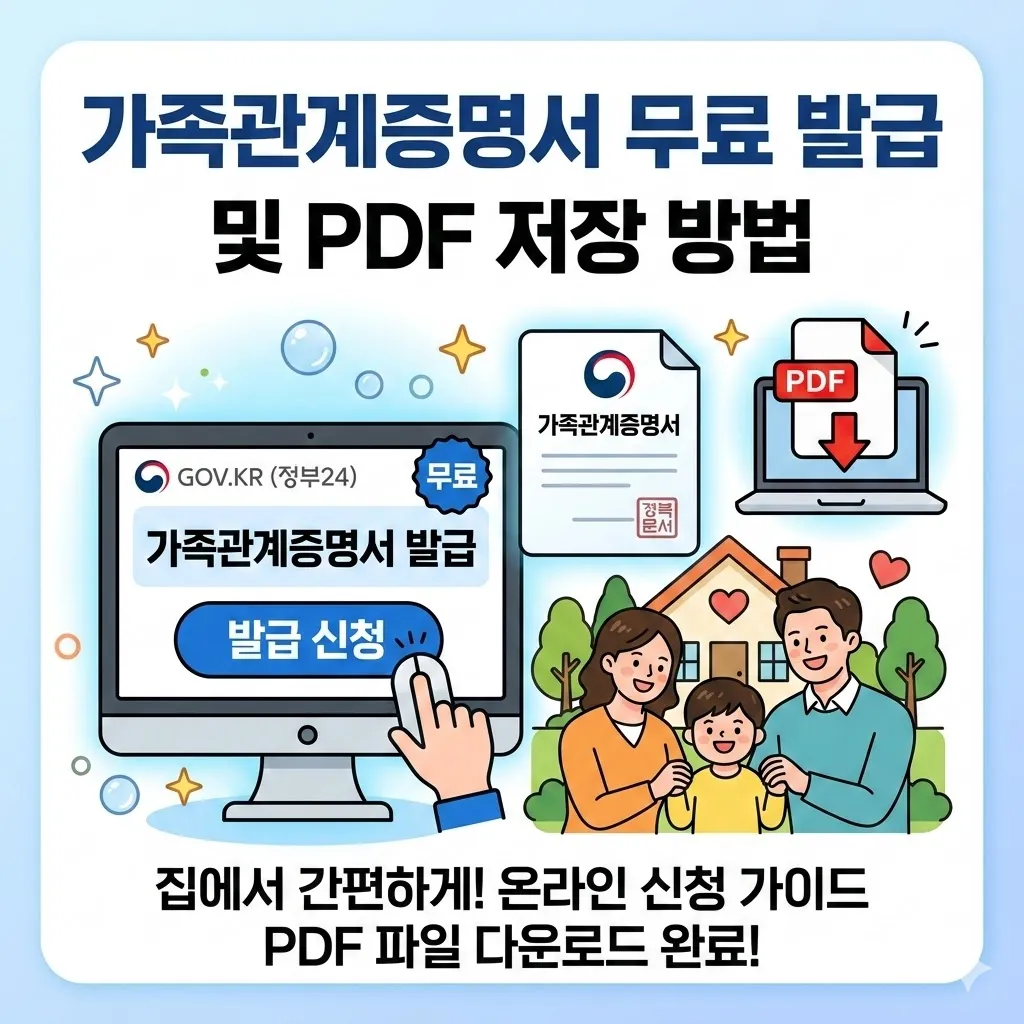 가족관계증명서 무료 발급 신청 방법 및 PDF 저장 방법
