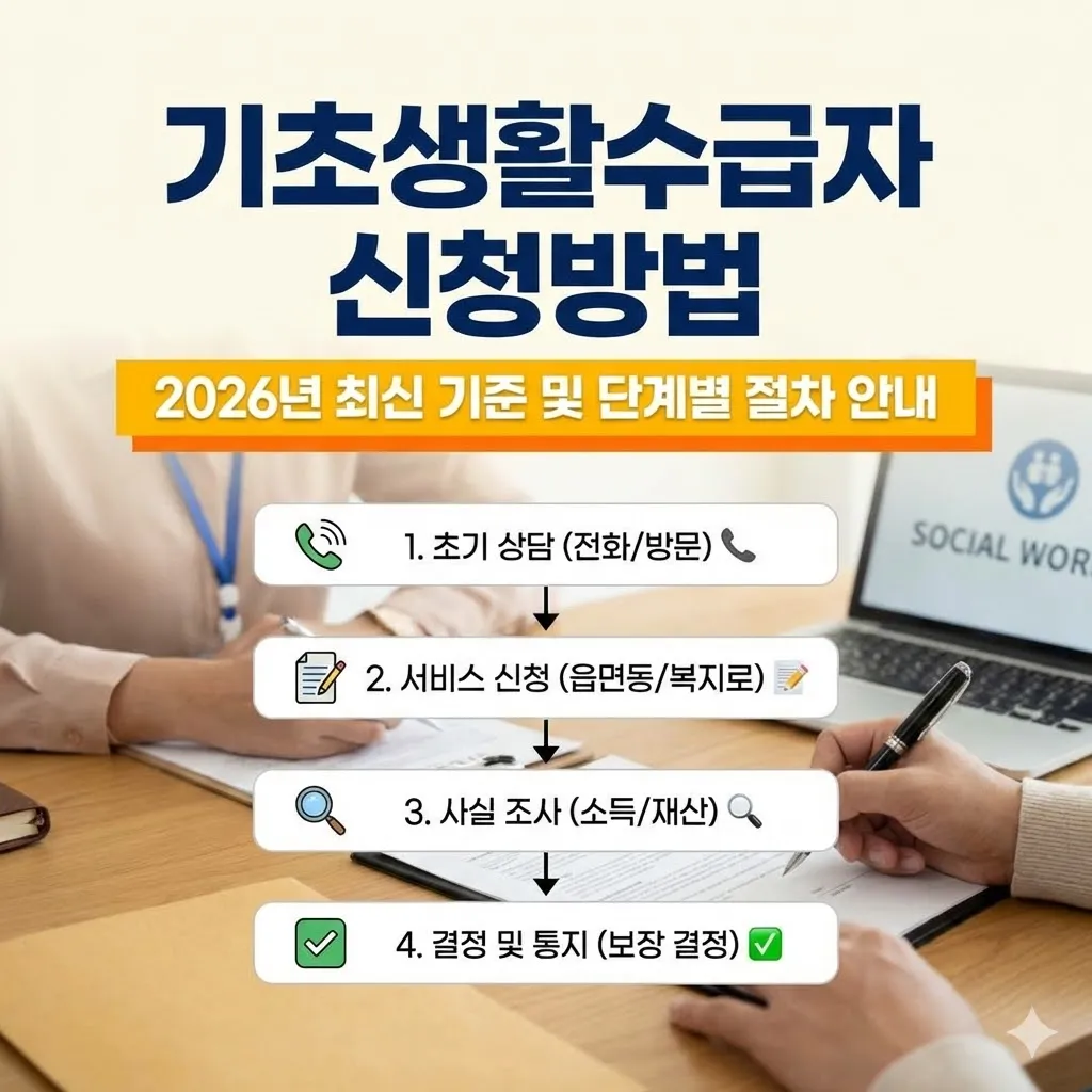 기초생활수급자 신청방법 2026년 최신 기준 및 단계별 절차 안내