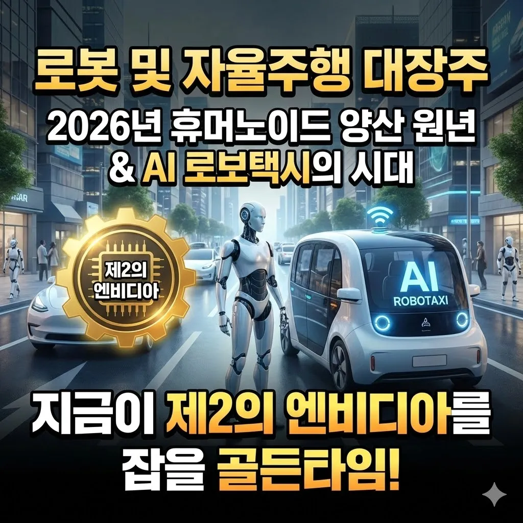 로봇 및 자율주행 대장주 2026년 휴머노이드 양산 원년과 AI 로보택시의 시대, 지금이 '제2의 엔비디아'를 잡을 골든타임!