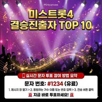 미스트롯4 결승진출자명단 TOP 10 확인 및 미스트롯4 실시간 문자 투표 참여 방법