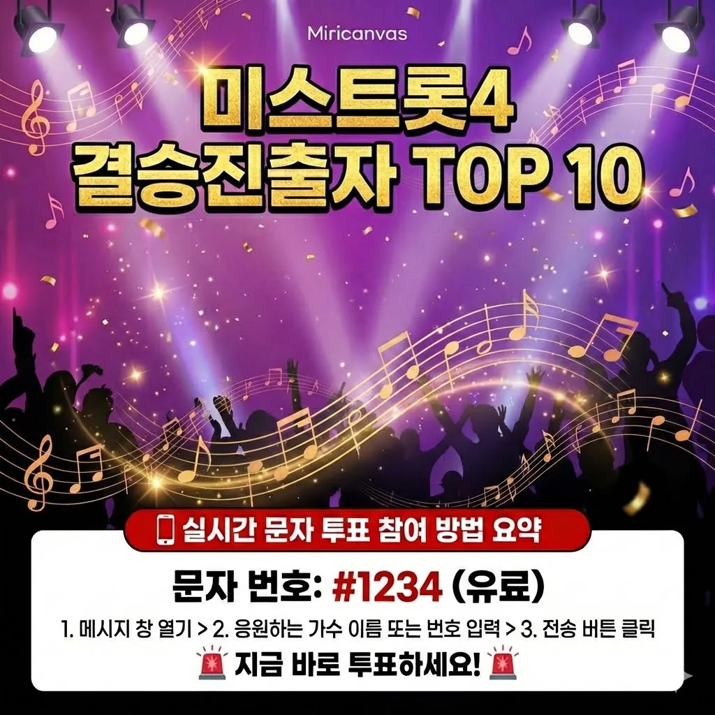 미스트롯4 결승진출자명단 TOP 10 확인 및 미스트롯4 실시간 문자 투표 참여 방법