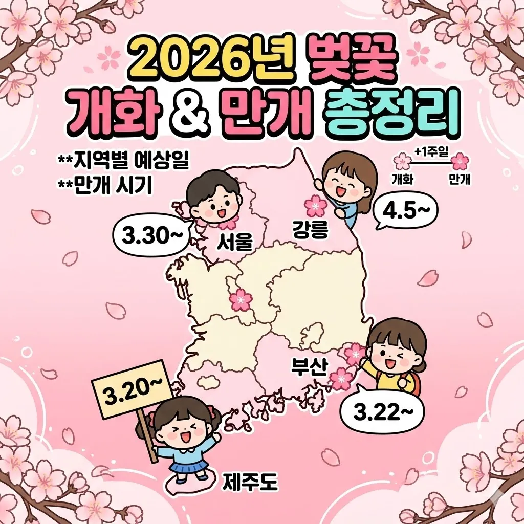 벚꽃 개화시기 지역별 예상일 및 만개 시기 2026년 총정리