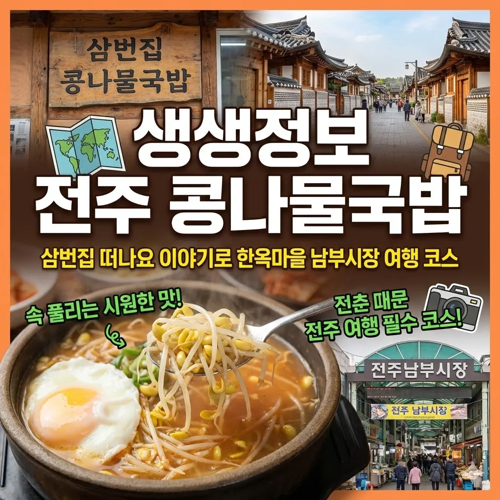 생생정보 전주 콩나물국밥 삼번집 떠나요 이야기로 한옥마을 남부시장 여행 코스