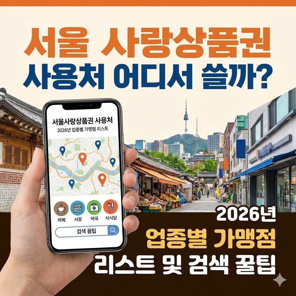 서울사랑상품권 사용처 어디서 쓸까? 2026년 업종별 가맹점 리스트 및 검색 꿀팁