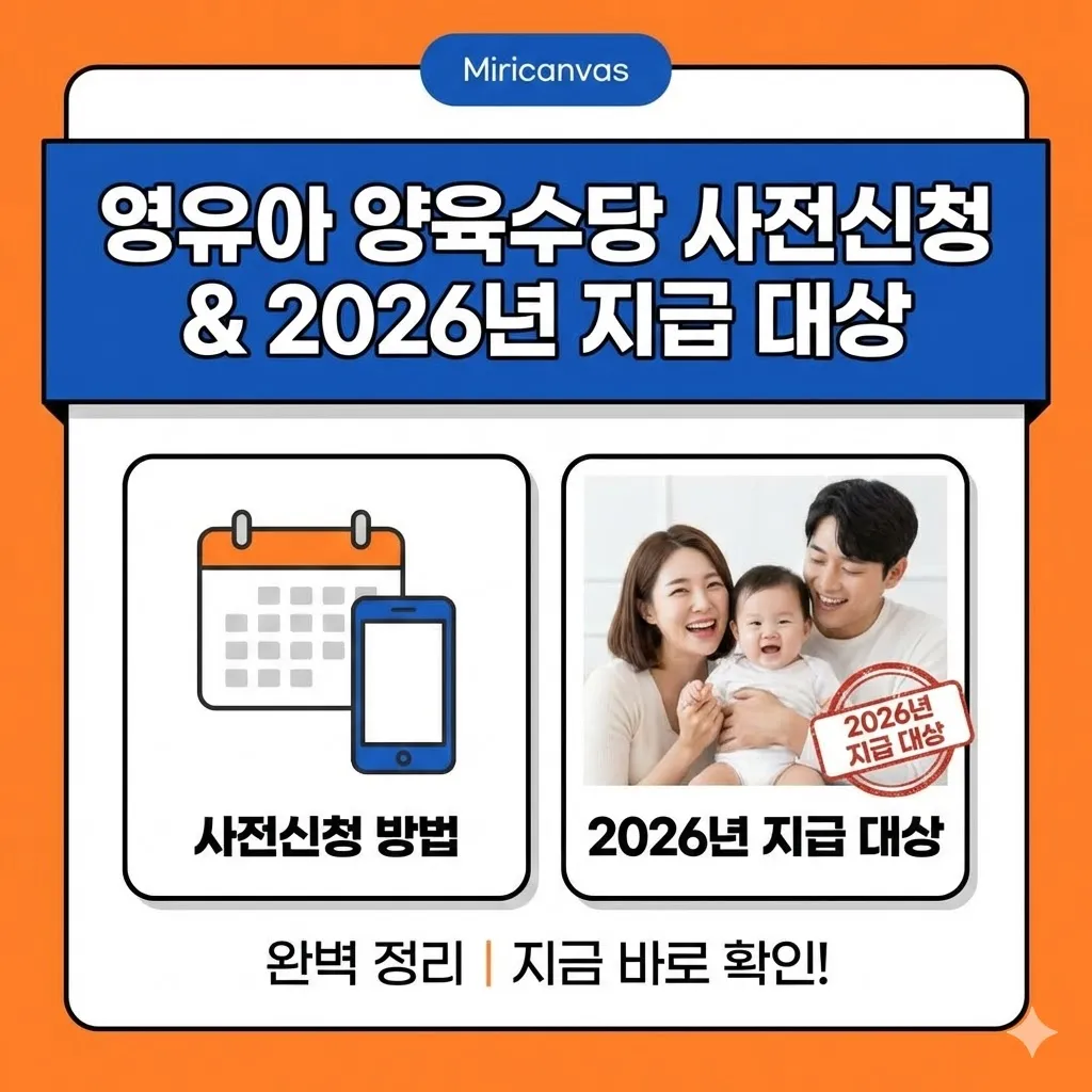 영유아 양육수당 사전신청 방법 및 2026년 지급 대상 완벽 정리