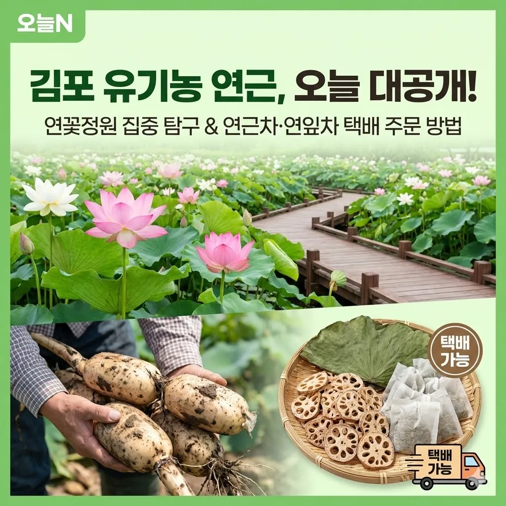 오늘N 김포 유기농 연근 연근차 연잎차 택배 주문 방법, 오늘 대(大)공개 코너 속 연꽃정원 집중 탐구