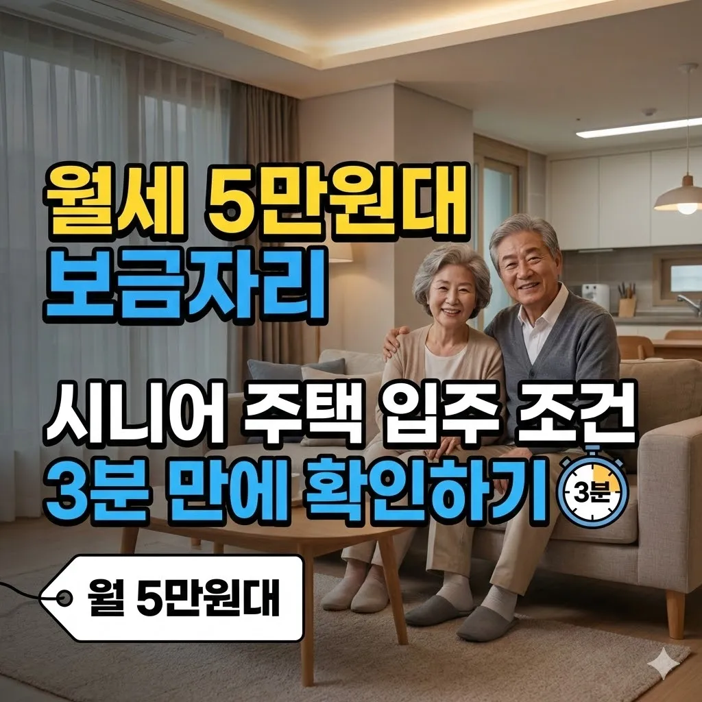 월세 5만원대 보금자리, 시니어 주택 입주 조건 3분 만에 확인하기