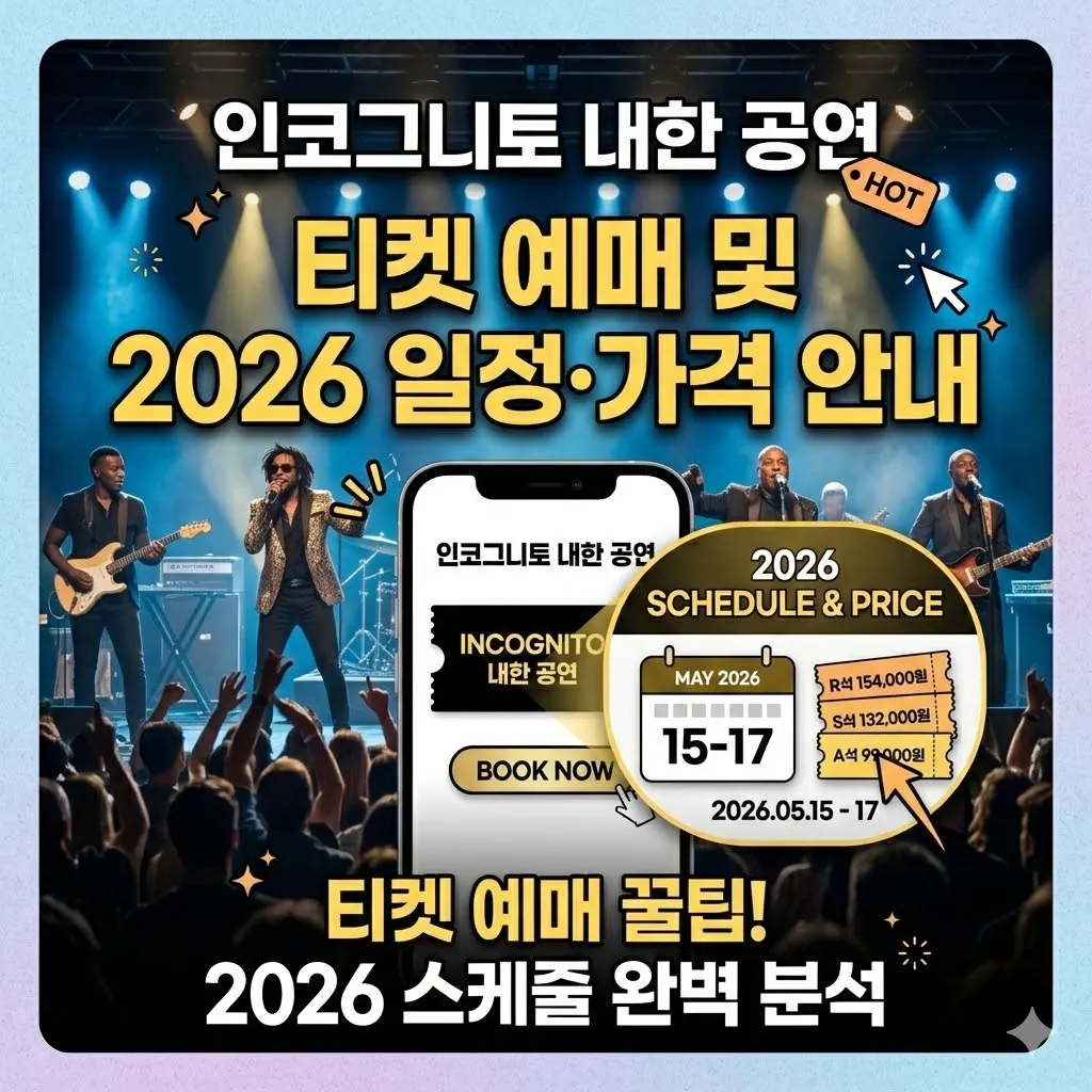 인코그니토 내한 공연 티켓 예매 및 2026 일정·가격 안내