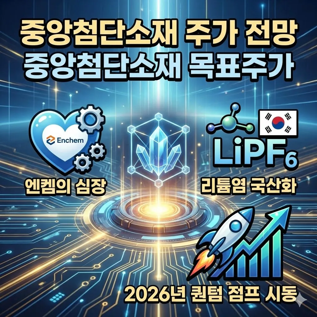 중앙첨단소재 주가 전망 및 중앙첨단소재 목표주가, 엔켐의 심장, 리튬염 국산화로 2026년 퀀텀 점프 시동
