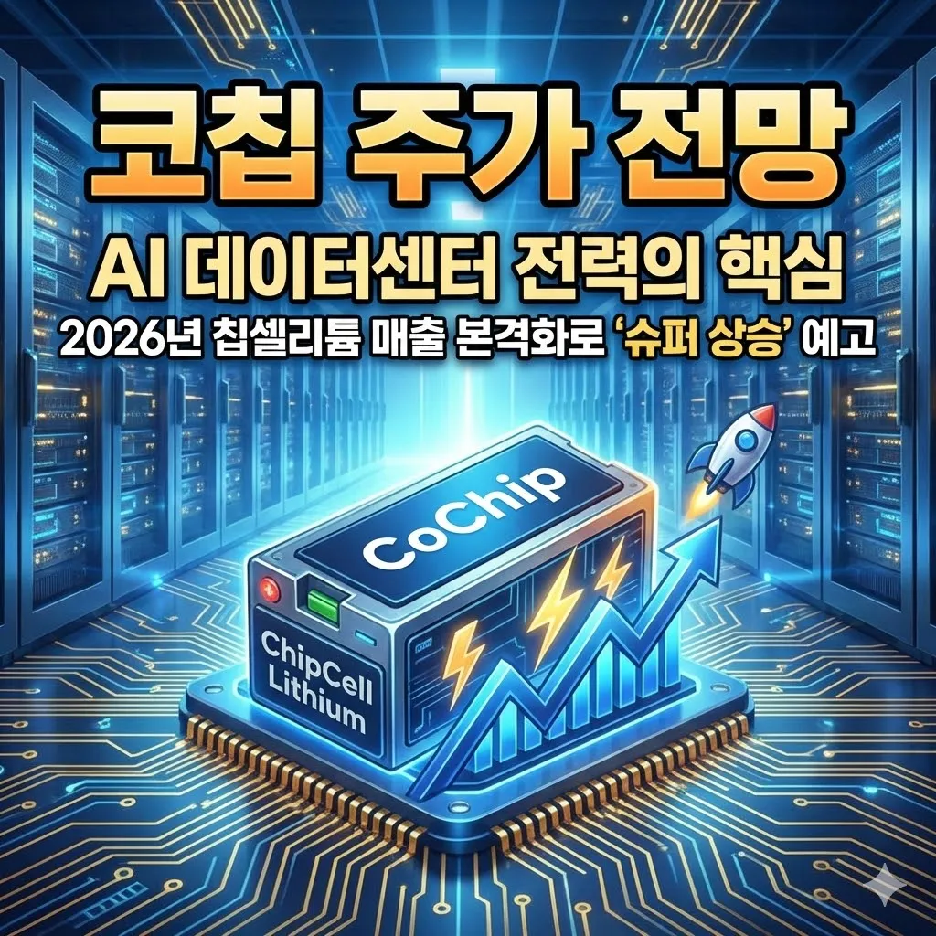 코칩 주가 전망 AI 데이터센터 전력의 핵심, 2026년 칩셀리튬 매출 본격화로 '슈퍼 상승' 예고