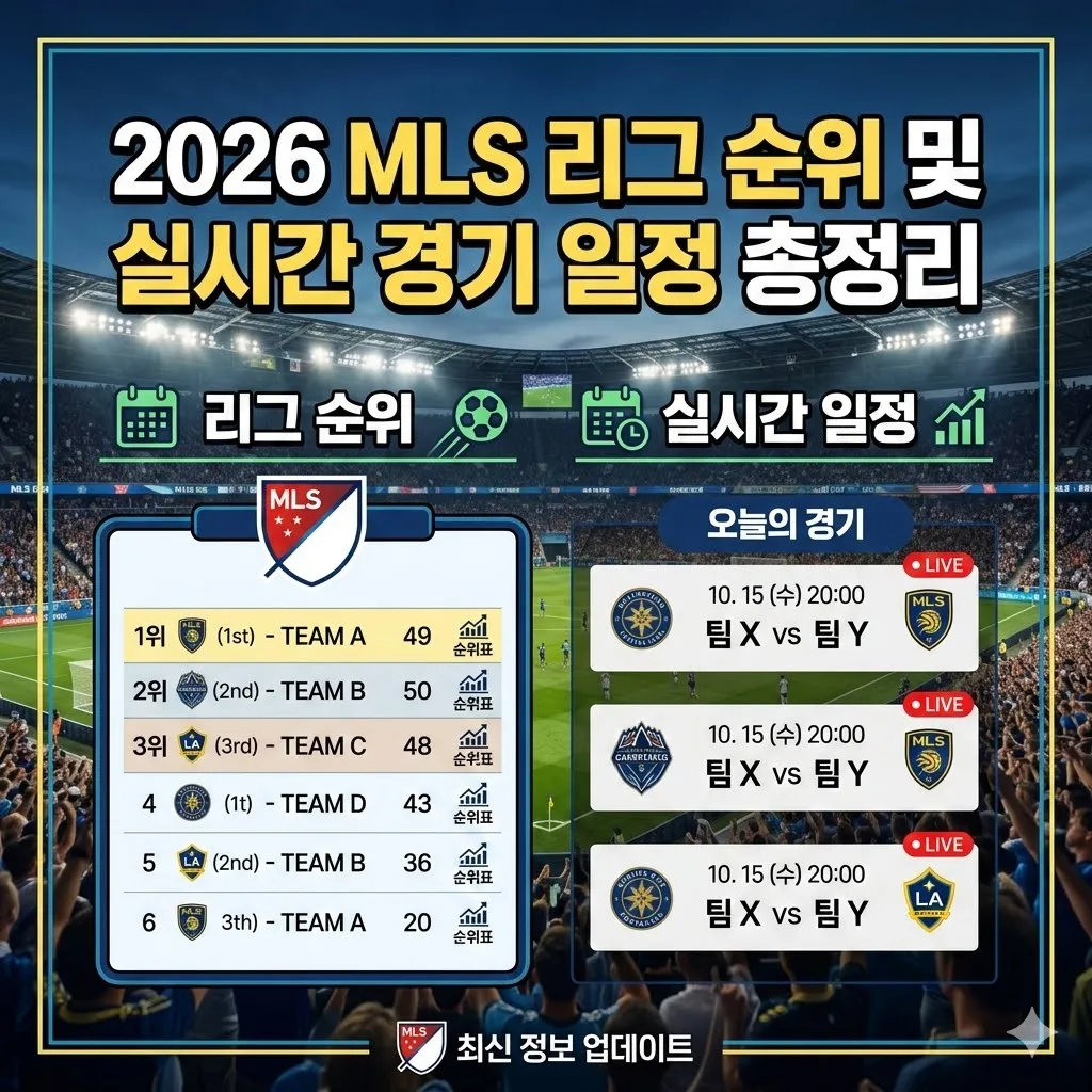 2026 MLS 리그 순위 및 실시간 리그 경기 일정 총정리