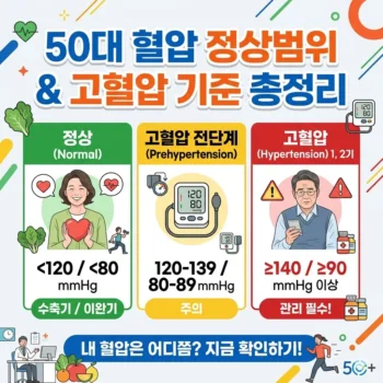 50대 혈압 정상범위 수치 및 단계별 고혈압 기준 총정리