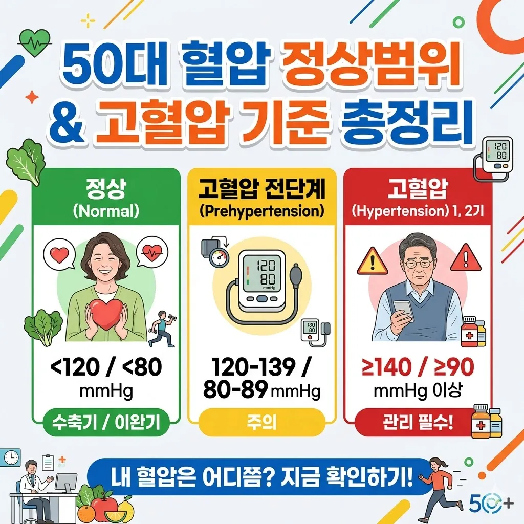 50대 혈압 정상범위 수치 및 단계별 고혈압 기준 총정리