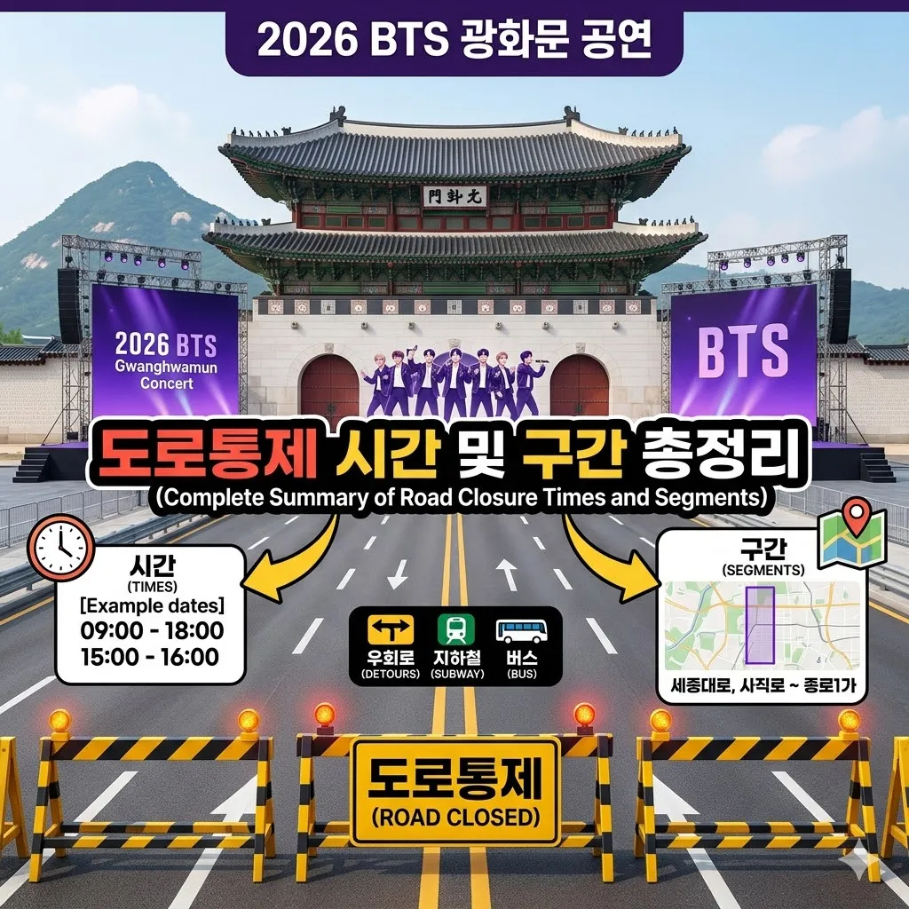 BTS 광화문 공연 도로통제 시간 및 구간 총정리(2026년)