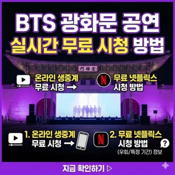 BTS 광화문 공연 중계 실시간 무료시청 및 온라인 생중계 무료 넷플릭스 시청방법